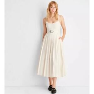 Future Collective Dress Women's 12 Strappy Cream Fit Flare Midi Reese Blutstein